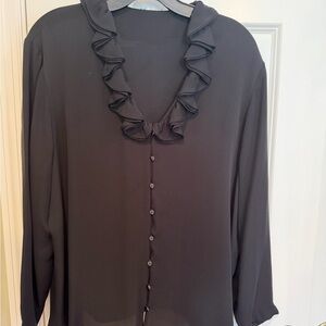 Elegant Black Ruffle Blouse